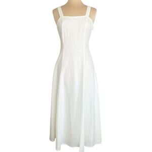 United Colors of Benetton 100% Linen Midi Sundress Womens SM Fit & Flare Summer